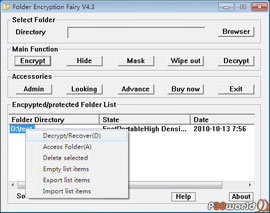 حفاظت از پوشه ها توسط Folder Encryption Fairy v4.3